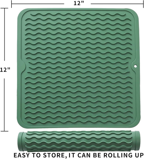 MicoYang Silicone Dish Drying Mat for Multiple Usage,Easy clean,Eco-friendly,Heat-resistant Silicone Mat for Kitchen Counter or Sink,Refrigerator ...