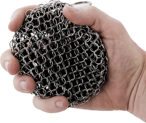 Solo Stove Cast Iron Scrubber, Food Safe, Heat Resistant, Rust Resistant, 304 Stainless Steel Cleaner Chainmail Cast Iron Cleaner, Durable Silicon...