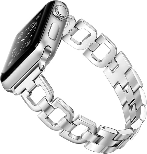 Secbolt Bling Bands Compatible with Apple Watch Band 38mm 40mm 41mm iWatch SE Series 9 8 7 6 5 4 3 2 1 Women Dressy Jewelry D-link Stainless Steel...