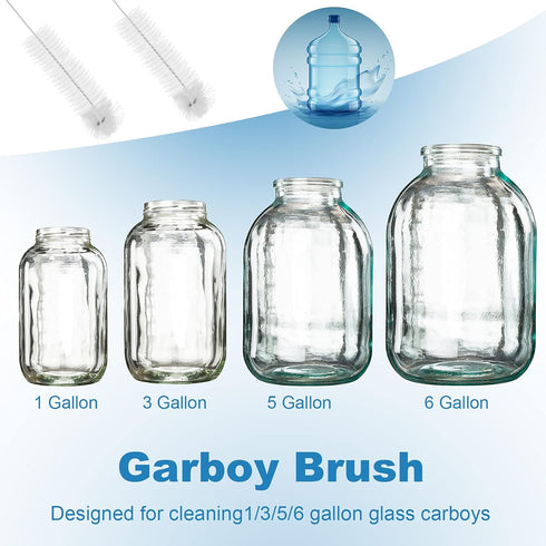 Honeydak 2-Pack 30 Inch Carboy Brush, Nylon & Steel, L-Shape, Clear, 76cm, Wine Making & Beer Brewing, Glass Carboy Cleaning Brush...