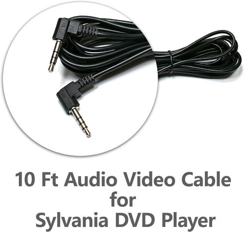 EDO Tech Car Charger Adapter Power Cord & Audio Video Av Cable for Sylvania Dual Screen Portable DVD Player Sdvd7750 Sdvd8737 Sdvd8738 Sdvd8747 Sd...