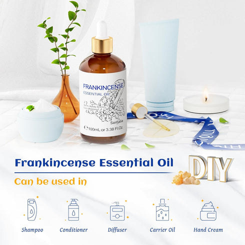 HIQILI 100ML Frankincense Essential Oil, for Massage, Pain Relief, 100% Pure and Natural 3.38 Fl Oz...