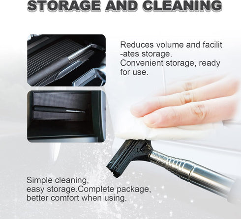 Car Rearview Mirror Wiper Retractable Wiper Long Handle Car Cleaning Tool Car Side Mirror Scraper, Car Accessories-Black...