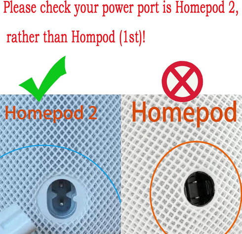 Replacement Power Supply Cable for A2825 Homepod (2nd Gen) Smart Speaker, BolAAzuL 6ft/1.8m US AC Power Cable 2-Prong Plug Male to Female Power Co...