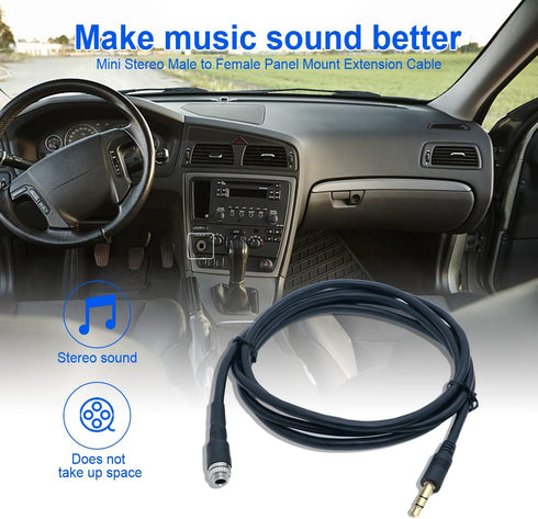 AUX 3.5 mm Male to Female Locking Nut Panel Mount Cable Car Stereo Audio Adapter Converter Cord...