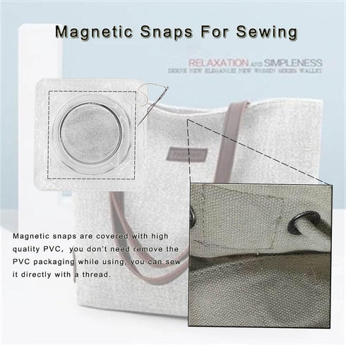 Betoplin 10 Pairs Magnetic Snaps, PVC Hidden Sew on Snaps Fastener Magnetic Closures for Purses Clothing Handbag...