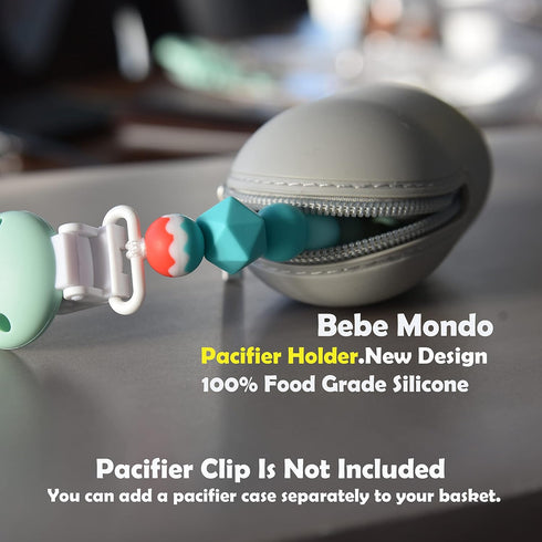BebeMondo Pacifier Holder with Zipper, Case for Diaper Bags & Travel, Fits Pacifiers & Strollers, 100% Silicone Smart Mom Accessory - 1 Piece...