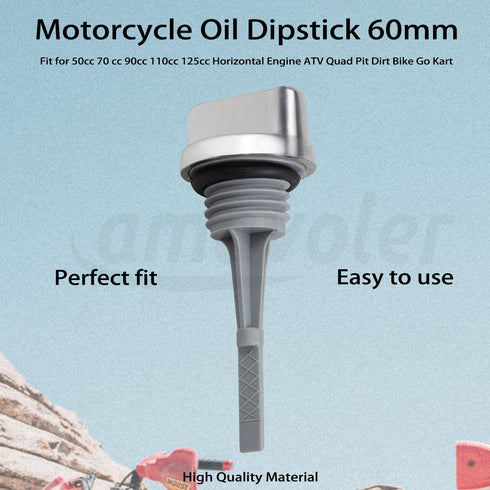 2 Pcs Motorcycle Oil Dipstick 60mm Aftermarket Replacement Parts Fit for 50cc 70cc 90cc 110cc 125cc Horizontal Engine ATV Quad Pit Dirt Bike Go Ka...