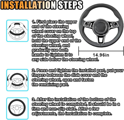 Stretch Elastic Steering Wheel Cover, All-Season Comfort, Warm in Winter & Cool in Summer, Universal 15 Inch Microfiber Breathable Ice Silk, Anti-...