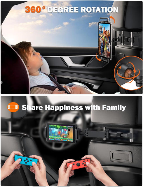Tryone Car Headrest Tablet Holder Mount Stretchable Backseat Tablets Stand for Kids, Car Seat Mounts Compatible with iPad Pro 12.9 Air Mini, iPhon...
