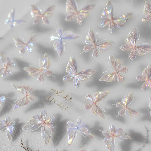 JMEOWIO 3D Embossed Aurora Butterfly Nail Art Stickers Decals Self-Adhesive 5D Nail Supplies Nail Art Design Decoration Accessories 1 Sheets...