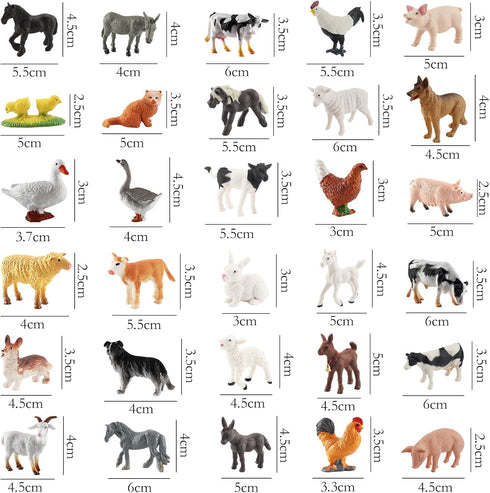 ONEST 30 Pieces Mini Farm Animal Figurines Playset Hand Painted Tiny Farm Animals Realistic Detailed Plastic Puppy Figures Toys for Kids Adults...