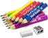 Short Jumbo Kids Pencils for Preschoolers, Kindergarten, Toddlers & Beginners - 12 Fat Pencils and 1 Sharpener & Eraser, HB Pencils, Triangle Grip...