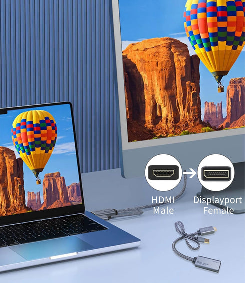 HDMI to Displayport Adapter 4K@60Hz, 2K@120Hz, 1080P@165Hz, HDMI Male Source to DisplayPort Female Monitor Cable, HDMI to DP with USB power cable ...