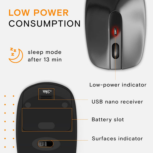 Silent Wireless Mouse for Laptop Small Compact Cordless Computer Mice with USB 2.4 GHz – Quiet Click, 3 DPI Levels, Travel Mouse – Portable for PC...