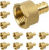 JUWO PEX Fitting, 1/2" Female NPT to 1/2" PEX Adapter for Plumbing Repairs or Remolding, Sturdy and Durable Brass Crimp Fitting (12 Pack)...