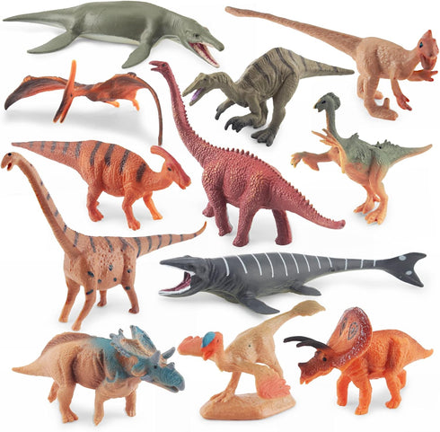 12PCS Realistic Mini Dinosaur Toy Set for Dino Party Cupcake Toppers Dinosaur Figures 3 Inch for Girls Boys Kids Toddlers Birthday Gift...