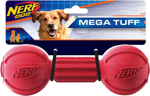 Nerf Dog Barbell Chew Dog Toy, Large, Red Medium...