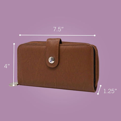 Nautica Be Shore Zip Around Wallet for Women RFID Vegan Leather Clutch, Bifold Organizer with Phone Holder, Card Slots, and Checkbook Pocket, Aloh...