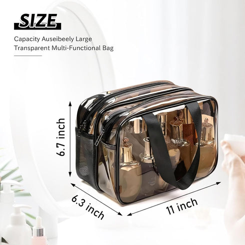 WEISIPU Large Waterproof Clear Travel Bag for Toiletries - Transparent Makeup Bag with Double Zipper Design - TSA Compliant Carry-On for Men and W...