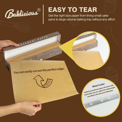 Unbleached Parchment Paper Roll for Baking, 15 in x 210 Ft, 260 Sq.Ft, Non-stick Baking Paper, Food Grade Cooking Paper for Bread, Cookies, Heat P...