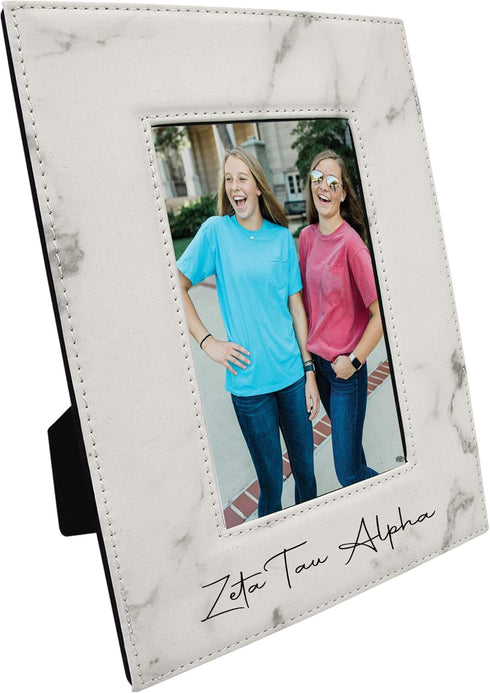 Go Greek Chic Zeta Tau Alpha | 5x7 Picture Frame | Sorority Gift (Marble w/Black Engraving)...