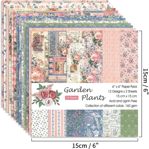 6x6” 160gsm cardstock Single Sided Scrapbooking 24 Paper Pad vintage decoupage scrapbook kit patterned paper junk journal supplies journaling supp...