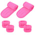 2Pcs Hot Pink Spa Headbands for Washing Face 4Pcs Wrist Washbands, Adjustable Skincare Headbands Make Up Headbands Face Wash Headbands...