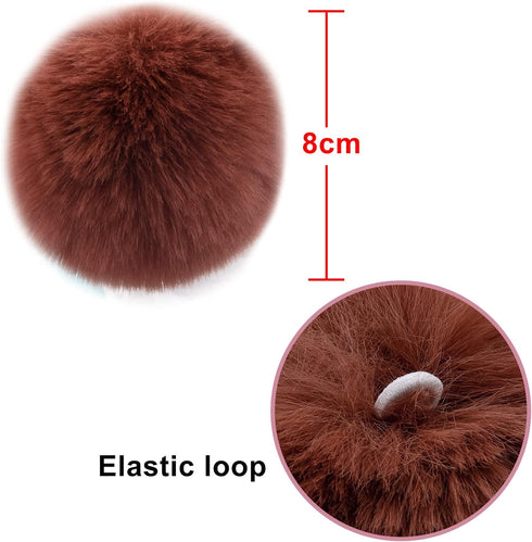 BQTQ 20 Pieces Faux Fur Pom Pom Balls DIY Faux Rabbit Fur Fluffy Pompoms with Elastic Loop for Hats Keychains Scarves Gloves Bags Accessories(10 S...
