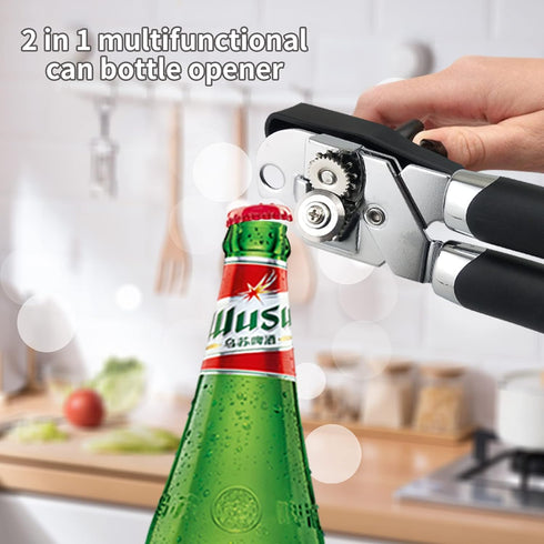 Can Opener Manual, Handheld Strong Heavy Duty Stainless Steel Can Opener, Comfortable Handle, Sharp Blade Smooth Edge, Can Openers with Multifunct...
