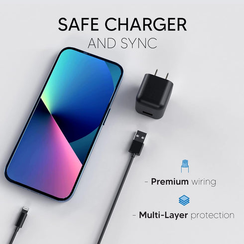 TALK WORKS USB Cable Compatible w/iPhone 14/14 Plus/14 Pro/14 Pro Max, 13/13 Mini/13 Pro/Max, 12/Mini/Pro/Max, Phone, AirPods, iPad-5' Lightning C...