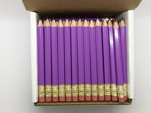 Half Pencils with Eraser - Golf, Classroom, Pew, Short, Mini - Hexagon, Sharpened, Non Toxic, 2 Pencil, Color - Lilac (Box of 48) Purple Golf Pock...