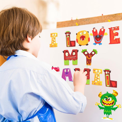 Tenare 133 Pcs Monster Bulletin Board Letters Back to School Rainbow Alphabet Cutouts Set 110 Uppercase Poster Board Letters 23 Symbols ABC Letter...