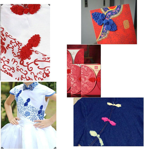 RayLineDo? Mixed 100pcs Traditional Chinese Knot Frog Buttons Closure Handmade Fabric Fasteners for DIY Sewing...