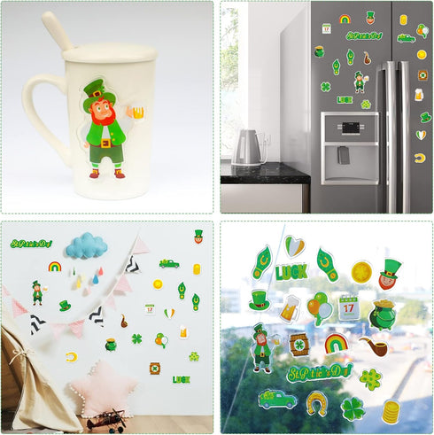 St Patrick's Day Thick Gel Cling Spring Window Gel Clings Decals Stickers for Kids, Toddlers and Adults Home Airplane Classroom Nursery Fall Party...