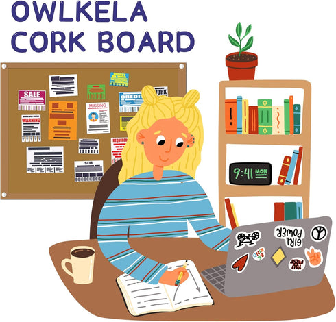 OWLKELA 17.7 X 13.3 Inch Cork Board Bulletin Board, Wall-Mounted Presentation, Message Notice Pin Board, Perfect for Office & Home Decor, School, ...