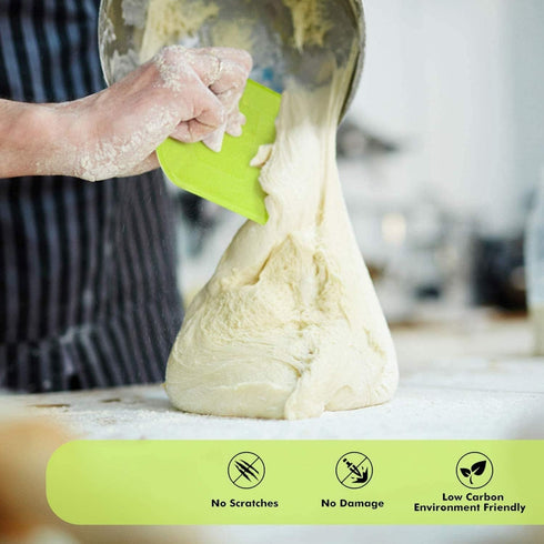 SURDOCA Dough Scraper Bench Scraper - 3P 4.7x3.7" Plastic Flexible Bowl Scraper, Sharp Edge & Angles Cake Scraper. Non-Slip Bakeware Decorating To...