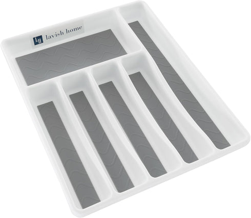 Silverware Drawer Organizer with 6 Sections and Nonslip Tray - For Kitchen Flatware and Cutlery, Office Supplies, and Makeup Products by Lavish Ho...