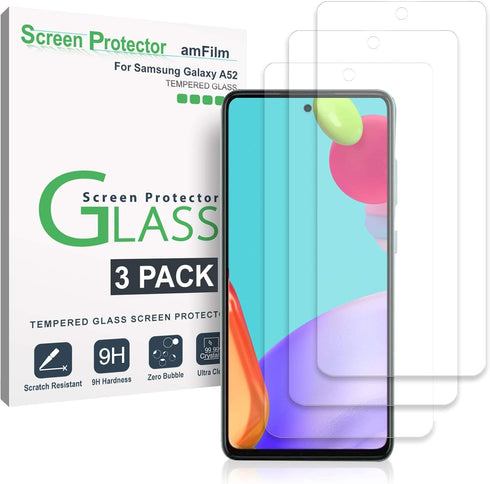 amFilm (3 Pack) Tempered Glass Screen Protector for Samsung Galaxy A53/ A52/ S20 FE 6.5'' with Easy Installation Handles, HD Clear, Anti-Scratch B...