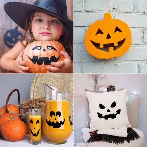 25 Pcs Halloween Pumpkins Face Stencils, Decorative Painting Stencils Reusable Plastic Drawing Template for DIY Pumpkin Carving, Wood, Walls Art D...