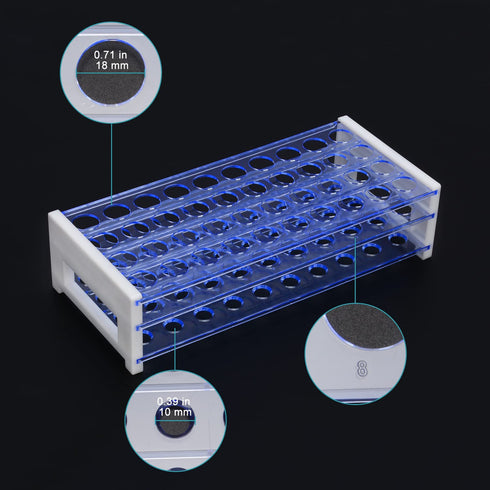 stonylab Test Tube Rack, 3-Tier Detachable Blue Plastic Test Tube Rack Tube Holder Stand Rack for Laboratory Scientific Experiments, 45/64 inch 40...