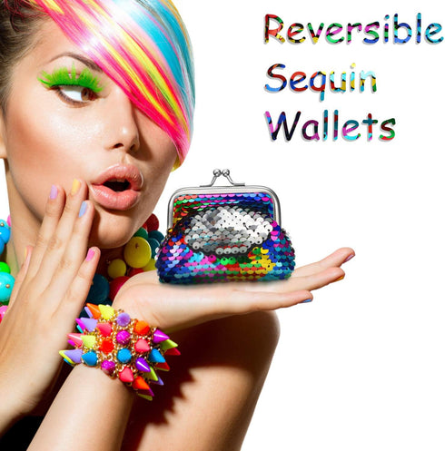 Frienda Sequin Coin Purses Reversible Sequin Mini Wallets Pouches Colorful Sequins Bags for Women Party Favor...