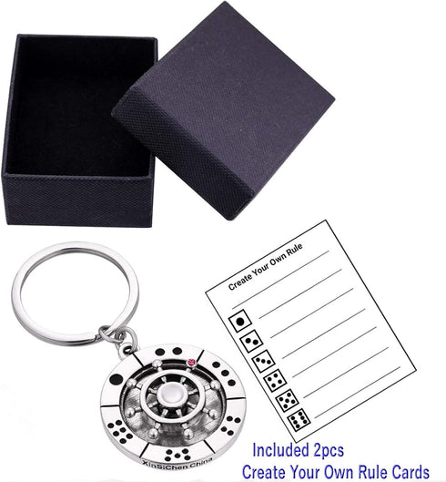 Stainless Steel Spinning Key Chain Fidget Key Ring Unique Gift Dice Gaming Stress Reliever Decision Maker Novelty Gift for Her Him...
