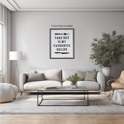 Posterizer 1 pcs-Kitchen Print-Funny Quotes-take out is my favourite recipe-Kitchen & Bar Art-Comedy Art-Art Poster Print for Home, Office, Store,...