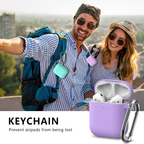 Airpods Case Cover 2&1 with Cleaner Kit,Soft Silicone Protective Cover for Apple AirPods 2nd/1st Generation Charging Case with Keychain,Shockproof...