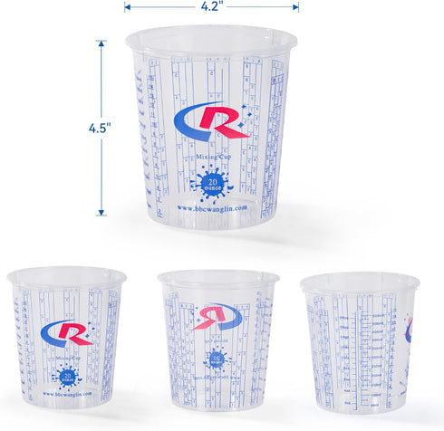 Paint Mixing Cup 20 Ounce, Accurate Measurements in Ratios and OZ. and ML, 12PCS Plastic Graduated Measuring Cups for Paint, Resin, Epoxy, Acrylic...