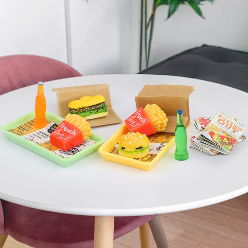 15 Pcs Doll Accessories Miniature Laptop Computer Tablet Phone Mini Backpack and Mini Food Including Burger Soda Set and Burger Hot Dog Set and Go...