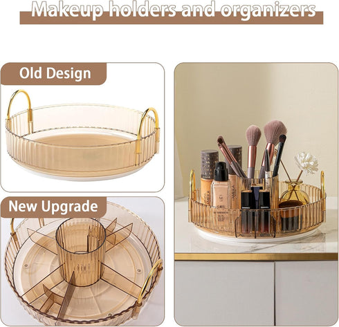 360° Rotating Lazy Susan Makeup Organizer, High-Capacity Bathroom Countertop Vanity Organizers, 1 Tier Spinning Skincare Storage, for Perfume/Cosm...