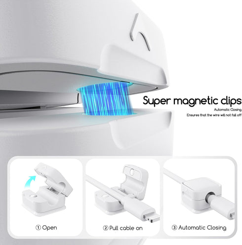 Cord Organizer Holder, 12 Pack Magnetic Desk Cable Clips Management, Hide Phone Charging Cable Keeper, Strong Adhesive Wire Charger Holder for Nig...