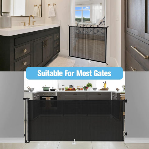 Retractable Baby Gates Floor Adhesive Hooks No Drilling (2-Pack) Prevent Babies and Pets from Going Under The Gate, Mesh Dog Gate Ground Anchor Ho...